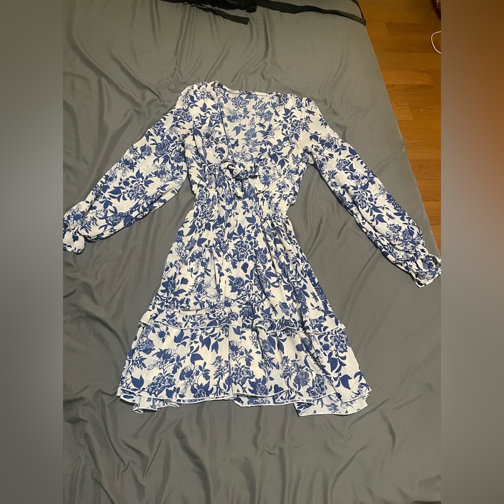 Blue floral mini dress